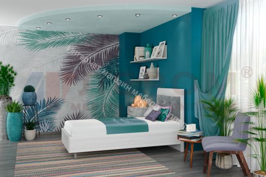 Кровать КР-2855 (0,9 м х 1,9 м) с мягким изголовьем Мелисса