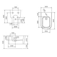 Биде подвесное Galassia MEG11 PRO в комплекте с крепежом 55x35 5412 схема 2