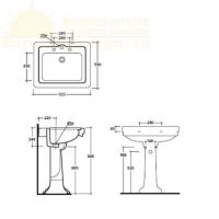 Раковина Galassia Ethos 8417M с 1 отверстием и переливом 60x51 схема 2