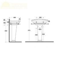 Раковина Galassia Ethos 8436 с 3 отверстиями и переливом 110x54 схема 2