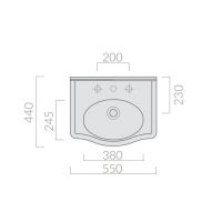 Раковина Galassia Ethos 8431 с 3 отверстиями и переливом 55x44 схема 6