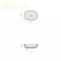 Овальная раковина Galassia M2 5233 без перелива 54x35 см схема 2