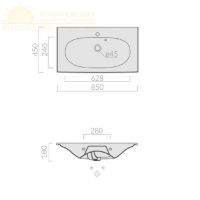 Раковина Galassia Ergo 7102 с 1 отверстием и переливом 85x45 схема 2