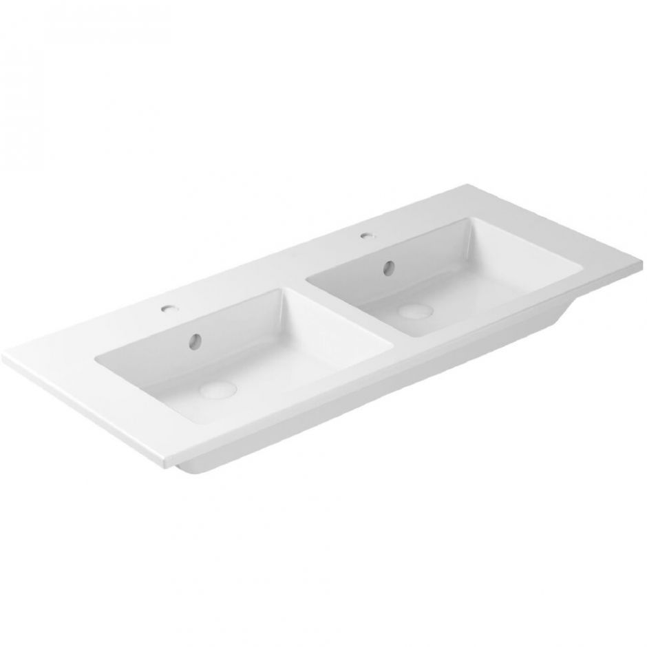 Изображение Раковина Galassia Plus Design с 2 отверстиями и переливом 121x51 2044