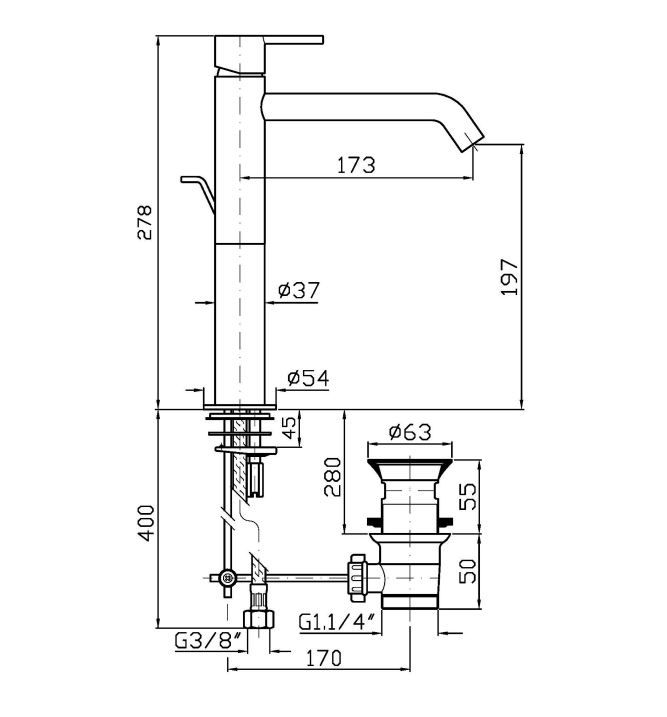 Смеситель для раковины Zucchetti Gill ZGL706/ZGL709 схема 2