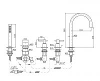 Смеситель для ванны Zucchetti Helm ZHL511.X схема 2