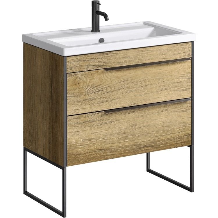 Изображение Тумба с раковиной напольная Aqwella Fargo дуб балтийский 81х85,7