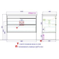 Широкая тумба с раковиной Aqwella Fargo напольная 101х85,7 схема 2