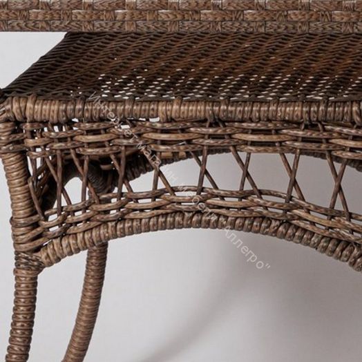 Стол FM-2001 квадратный, коричневый, искусственный ротанг/стекло