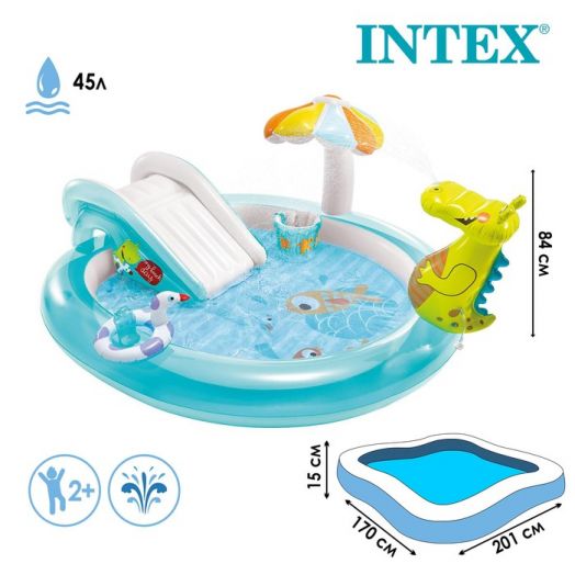 Детский игровой центр «Крокодильчик», 2010х1700х840 мм, с горкой и игрушками, от 2 лет