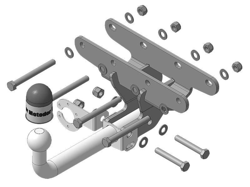 Фаркоп с оцинк. шаром Jeep Wrangler JK 2007-2018, JL 2018- крепление шара на двух болтах