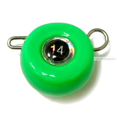 Груз крашеный Мормыш разборная чебурашка Таблетка 22 гр / 10 шт. в упаковке / цвет: 07 зеленый