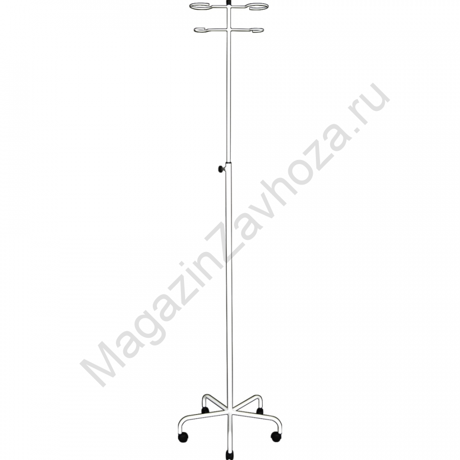 Стойка для капельницы М192-04к с двумя держателями на роликах, 5-лучевая опора