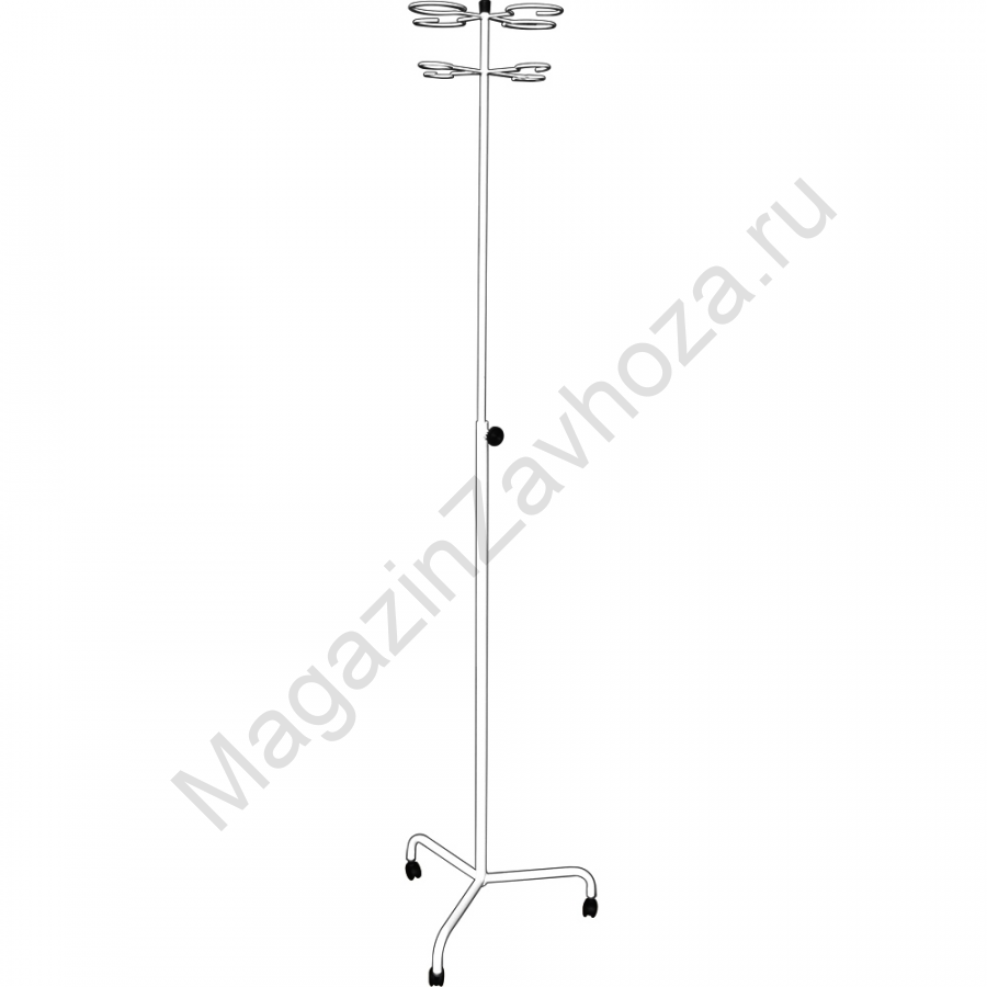 Стойка для капельницы М194-05к на четыре держателя, на 3-лучевой опоре с роликами
