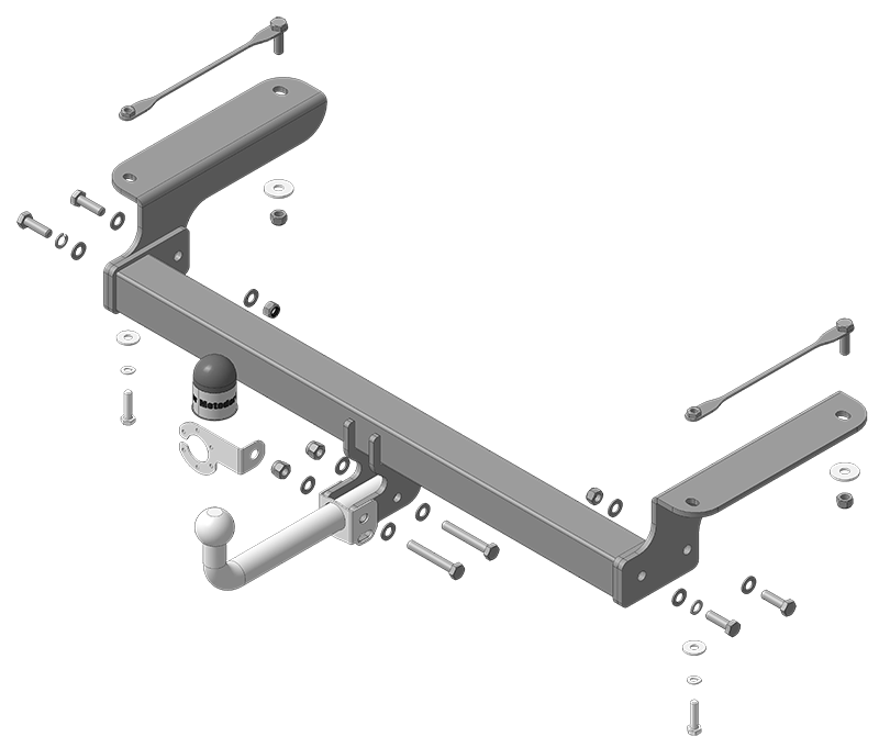 Фаркоп с оцинкованным шаром на Haval F7 2019-, Haval F7x 2019- без выреза в бампере. Тип шара: A. Нагрузки: 1500/75 кг, масса фаркопа 18,9 кг (без эле