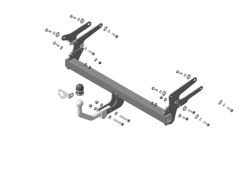 Фаркоп с оцинкованным шаром на Toyota RAV4 MTR Design 2019- без выреза в бампере. Тип шара: A. Нагрузки: 1250/75 кг