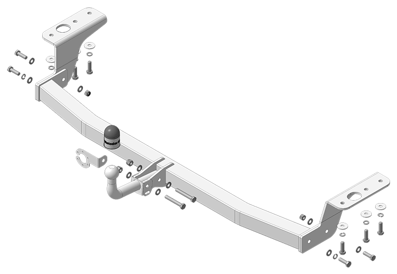 Полностью оцинкованный фаркоп на Kia Carnival 2021- без выреза в бампере. Тип шара: A. Нагрузки 2000/100 кг, масса фаркопа 20,1 кг (без электрики в ко