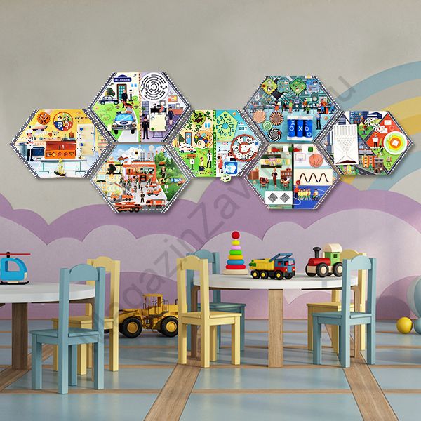 Комплект бизибордов (дидактических панелей) настенных ПРОФЕССИИ ГОРОДА