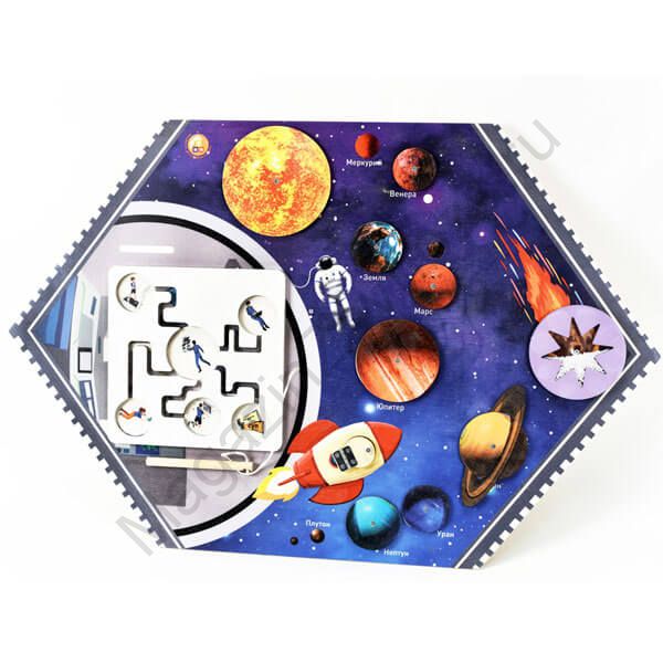 Бизиборд (дидактическая панель) настенный КОСМОНАВТ. Серия ИЗУЧАЕМ ПРОФЕССИИ