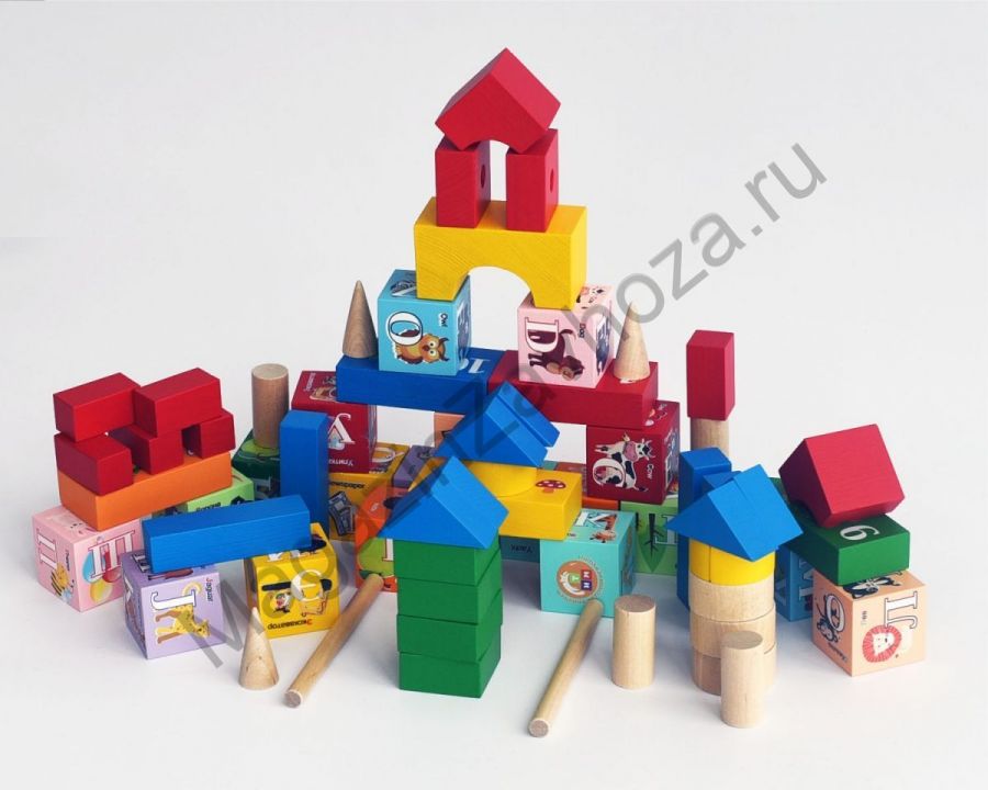 Конструктор деревянный СТРОИМ. ЧИТАЕМ. СЧИТАЕМ. Русско-английский