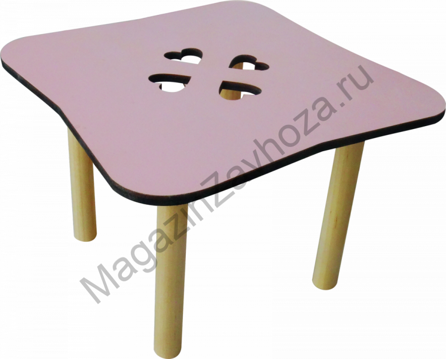 Стол для кукол деревянный розовый