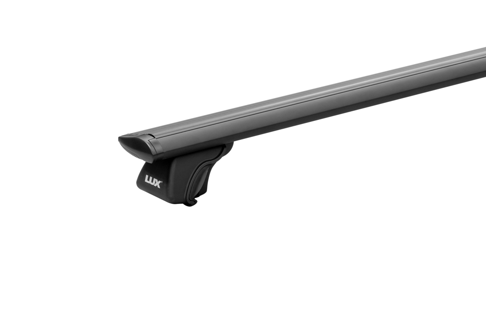 Багажник "LUX" КЛАССИК на рейлинги с чёрными дугами аэро-трэвэл 82мм