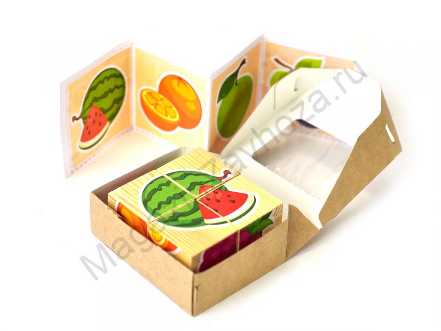 Складные кубики с сюжетными картинками ФРУКТЫ. ЯГОДЫ 4 штуки