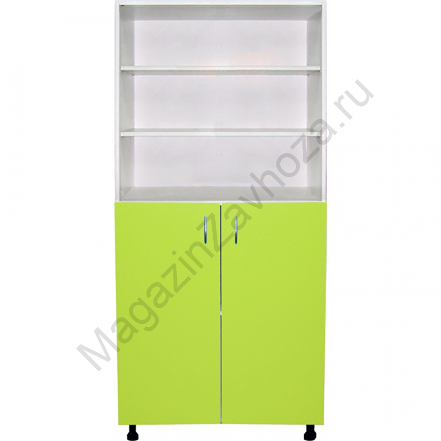 Двухстворчатый медицинский шкаф 2 открытые полки ЛДСП