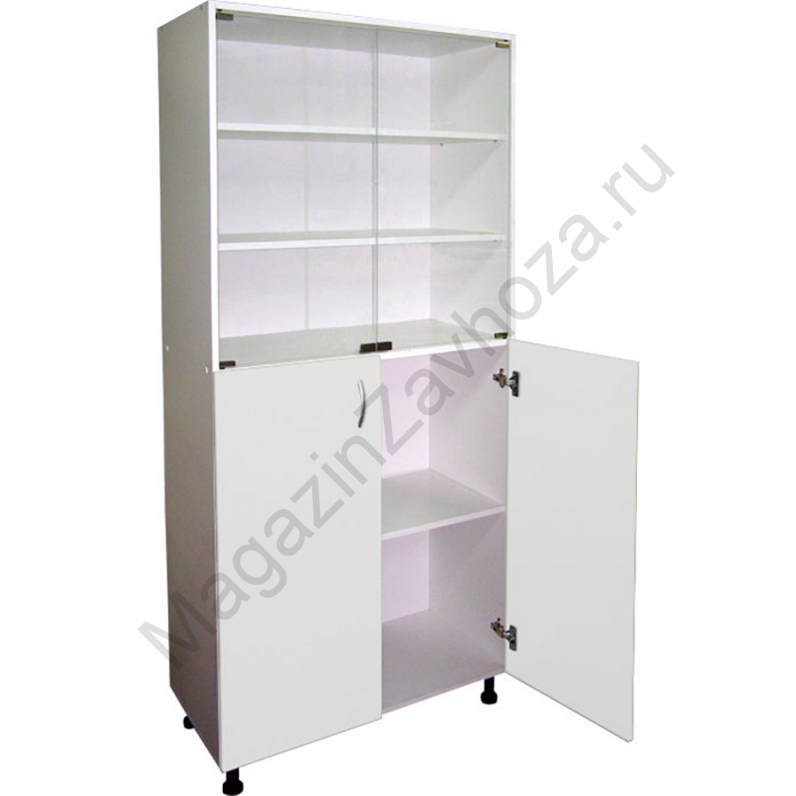 Двухстворчатый медицинский шкаф 2 полки ЛДСП + стеклянная дверца