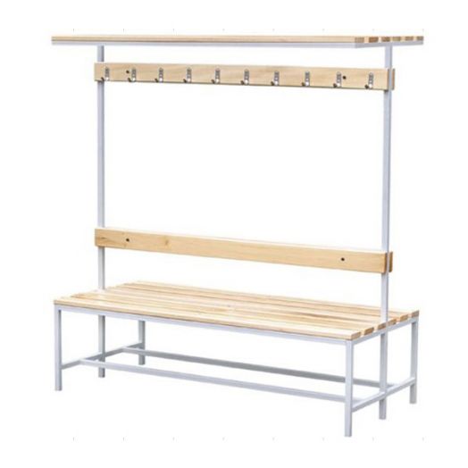 МЯ-ГП2-20 Скамья вешало двухсторонняя с полкой для головного убора (20 крючков)