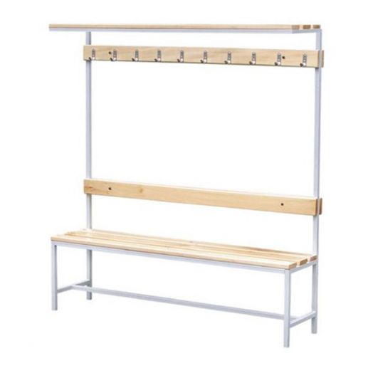 МЯ-ГП1-10 Скамья вешало односторонняя с полкой для головного убора (10 крючков)