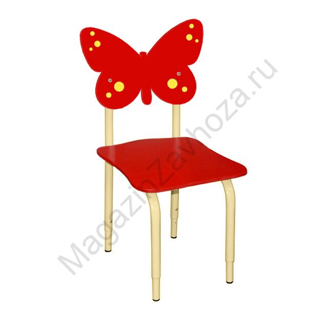 СТУЛ ДЕТСКИЙ НА МЕТАЛЛОКАРКАСЕ РЕГУЛИРУЕМЫЙ БАБОЧКИ 116 КРАСНЫЙ