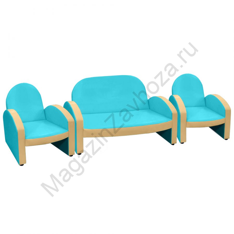 НАБОР "ЭКОНОМ" ДИВАН 154 ГОЛУБОЙ 4