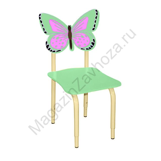 СТУЛ ДЕТСКИЙ НА МЕТАЛЛОКАРКАСЕ РЕГУЛИРУЕМЫЙ БАБОЧКИ 122 САЛАТОВЫЙ-РОЗОВЫЙ