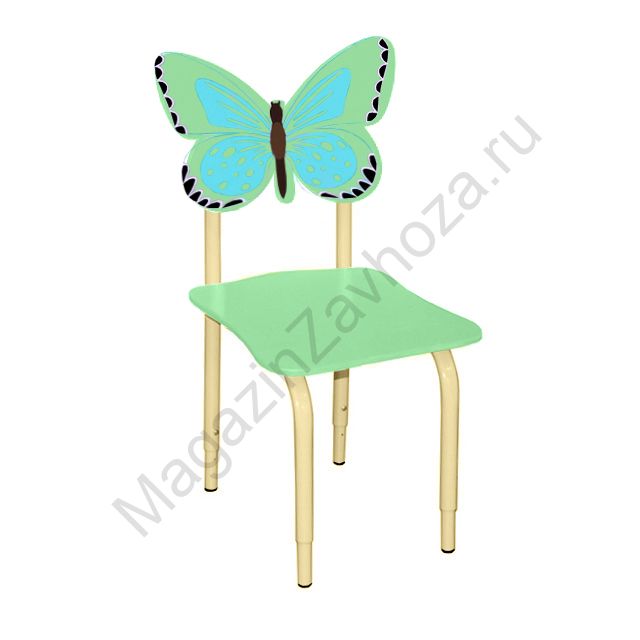 СТУЛ ДЕТСКИЙ НА МЕТАЛЛОКАРКАСЕ РЕГУЛИРУЕМЫЙ БАБОЧКИ 122 САЛАТОВЫЙ-ГОЛУБОЙ