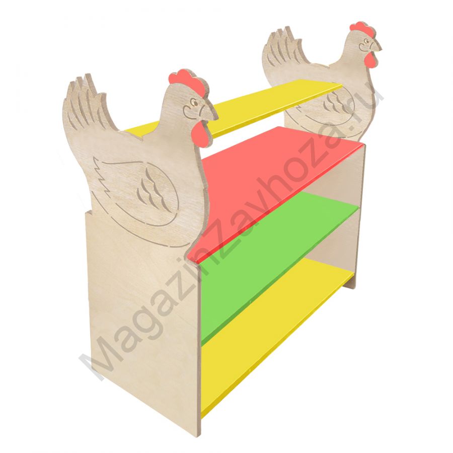 ТУМБА ДЛЯ ИГРУШЕК И ПОСОБИЙ 11 С ДЕКОРАЦИЯМИ (4 ПОЛКИ)КУРИЦА