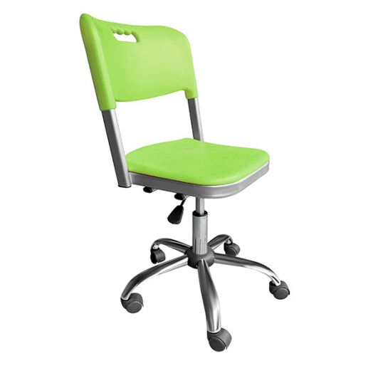 ИНСК-20-3 Стул ученический подъёмно-поворотный на газ лифте (Антивандальный зелёный пластик)