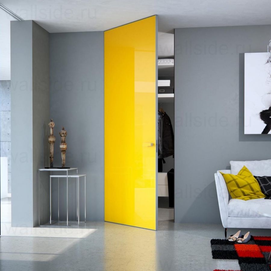 Скрытая дверь Pro Design Glass с матовым стеклом, открывание наружу