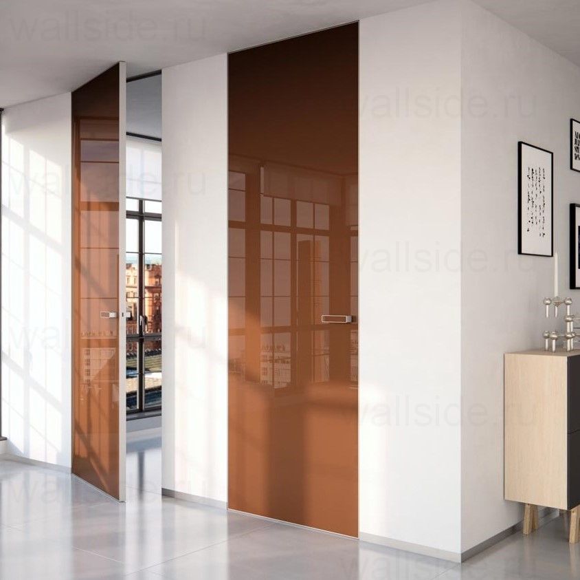 Скрытая дверь Pro Design Glass с матовым стеклом, открывание внутрь