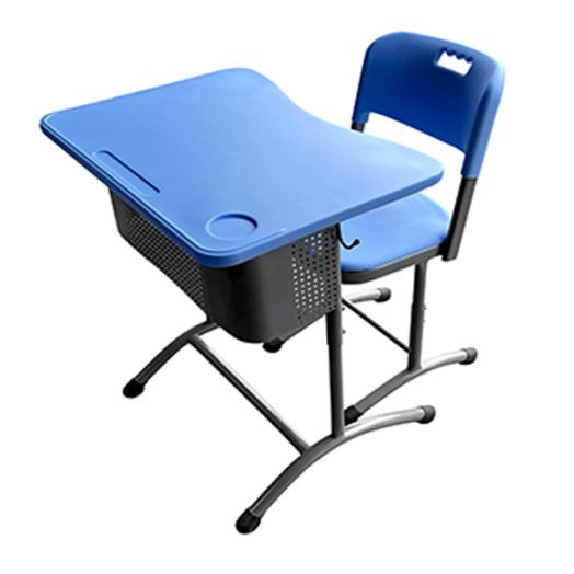 ИНТ-1-2 Стол ученический регулируемый одноместный (Антивандальный Синий пластик)