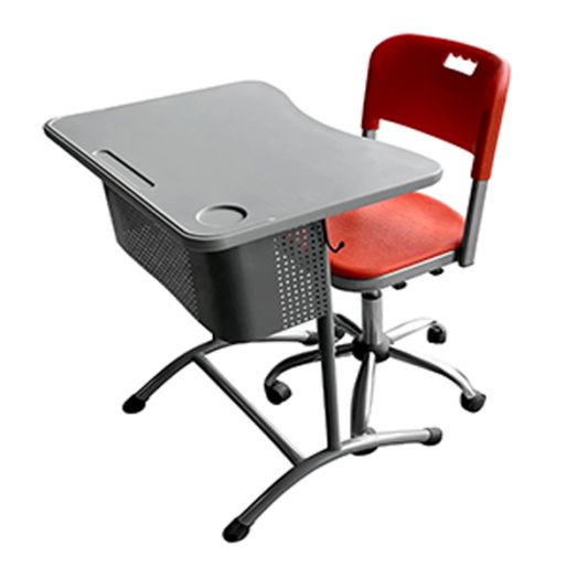 ИНТ-1-1 Стол ученический регулируемый одноместный (Антивандальный Серый пластик)
