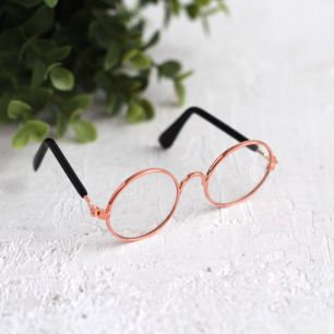 Очки для куклы прозрачные, ц. оправы - медь 8 см.