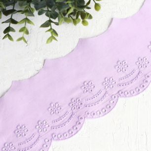 Кружево шитье хлопковое сиреневое, 11 см.