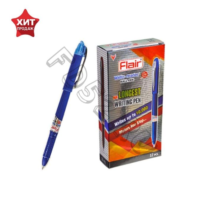 Ручка шариковая Flair Writo-Meter DX узел-игла 0.6, (пишет 10 км), шкала на стержне, синий