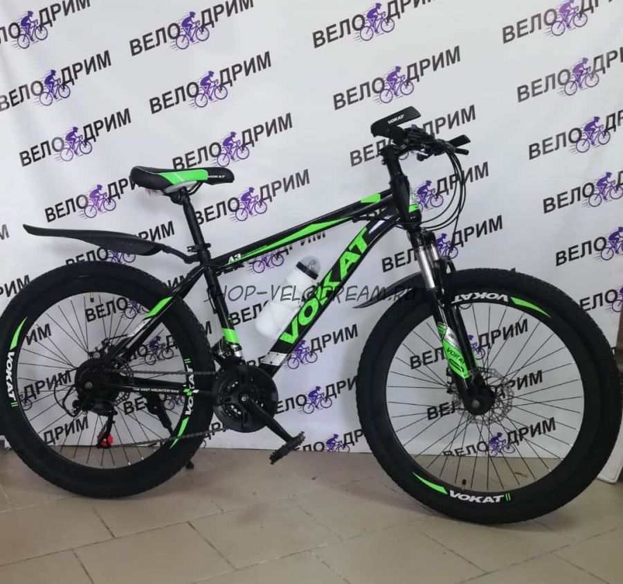Велосипед 26" VOKAT New тройной усиленный обод черно-зеленый