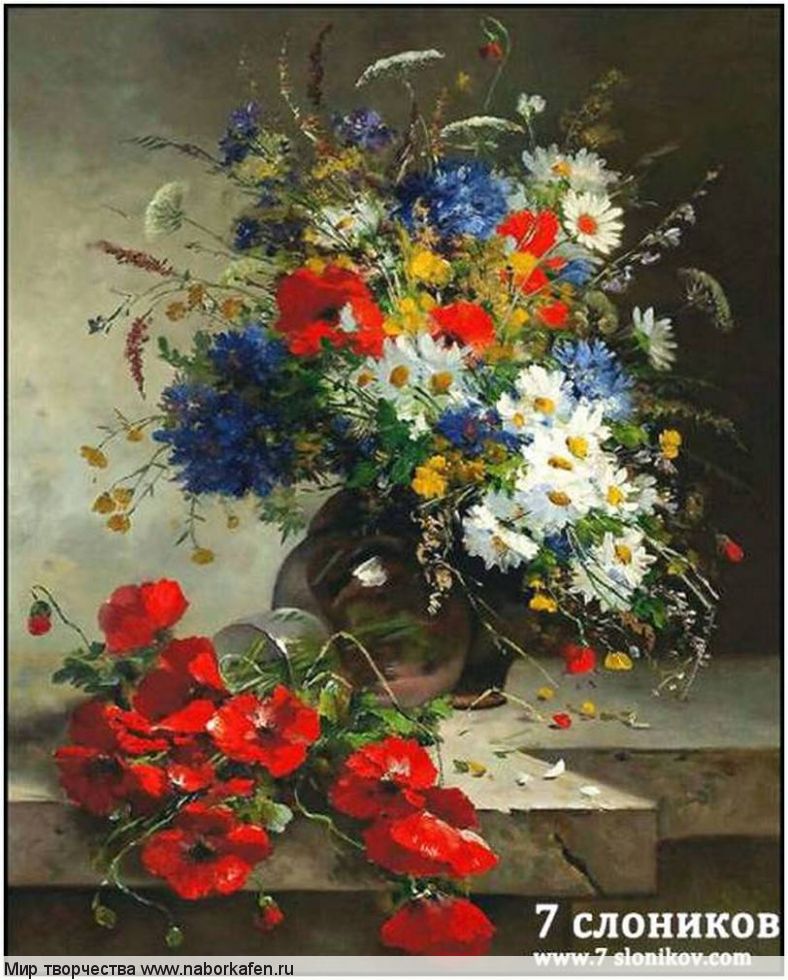 Набор для вышивания "395 Eugene Cauchois, Still life of summer flowers"