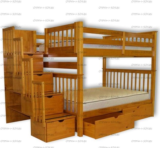 Кровать двухъярусная Атлант с ящиками