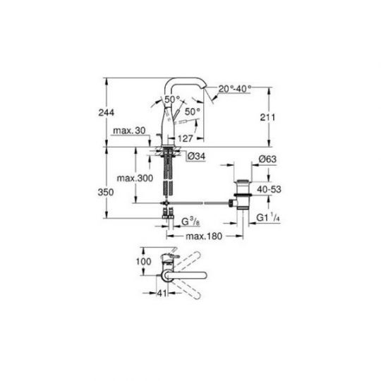 Смеситель Grohe Essence для раковины 23463001 схема 10