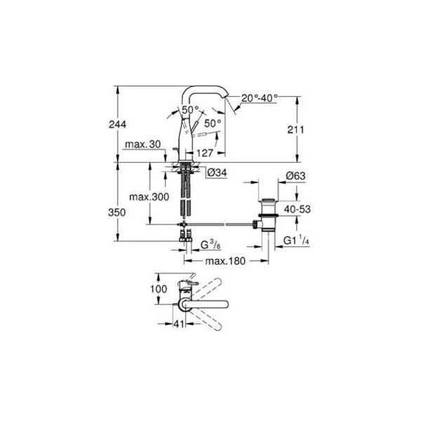 Смеситель Grohe Essence для раковины 23463001 схема 14