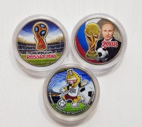 25 рублей ФИФА 3шт - 1,2,3 выпуски. ЦВЕТНАЯ ЭМАЛЬ №4